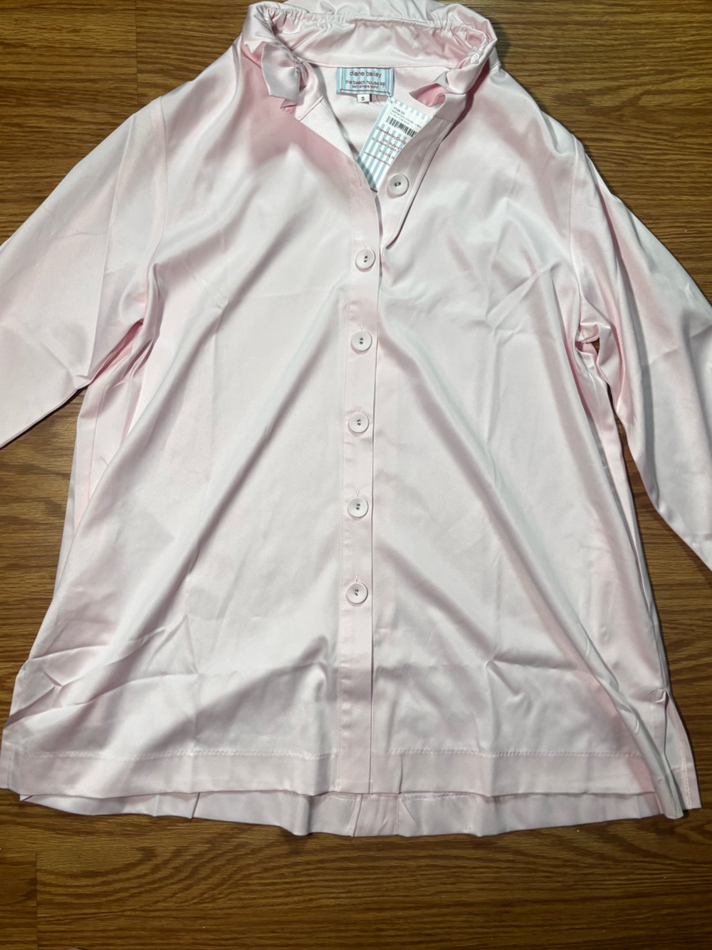 Beach House Light Pink Button-Up Satin Top